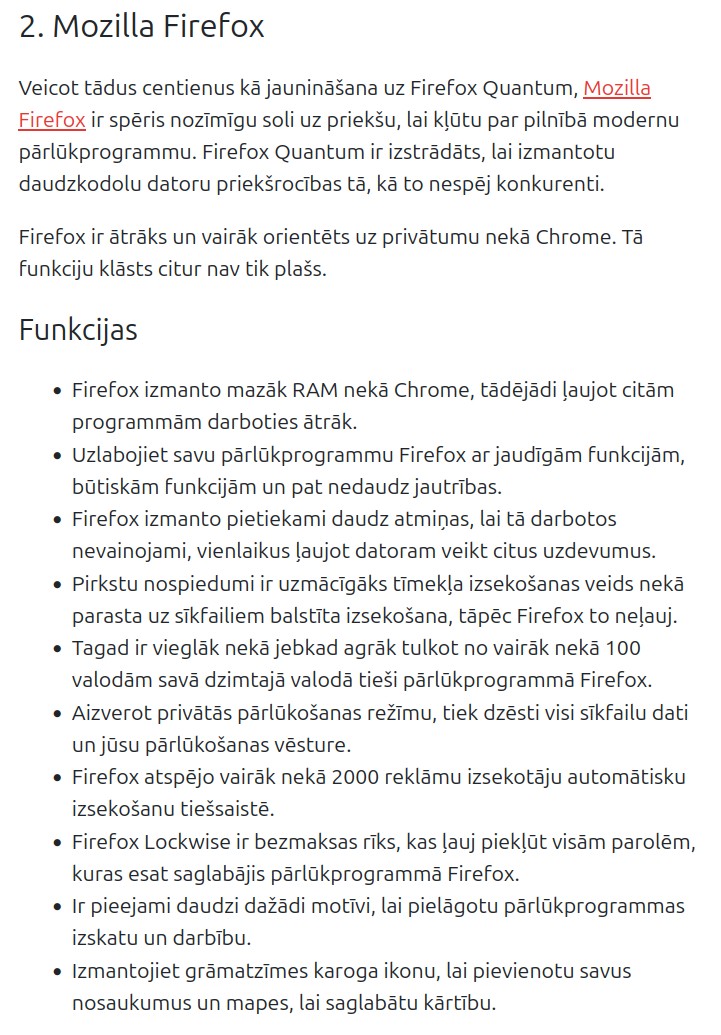 Firefox ir ātrāks un vairāk orientēts uz privātumu