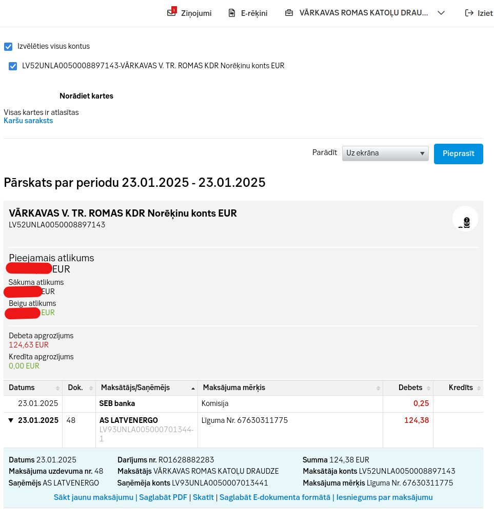 Rēķina apmaksa ar ID karti 2025. g. 23. janvārī