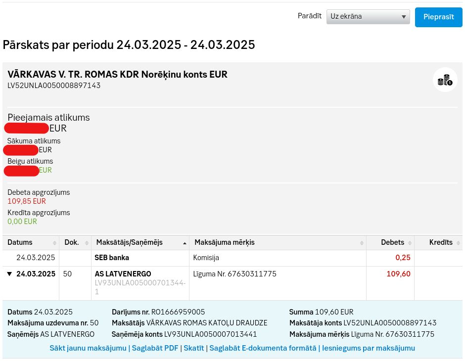 Rēķina apmaksa ar ID karti 2025. g. 24. martā