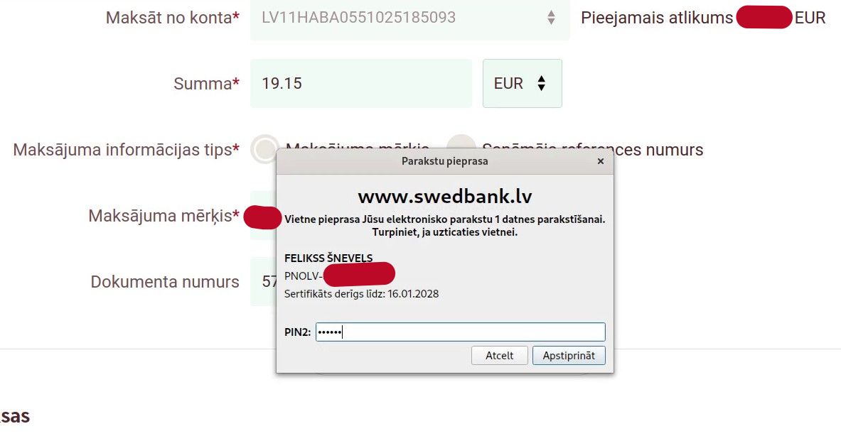 neSEB bankā spraudnis darbojas