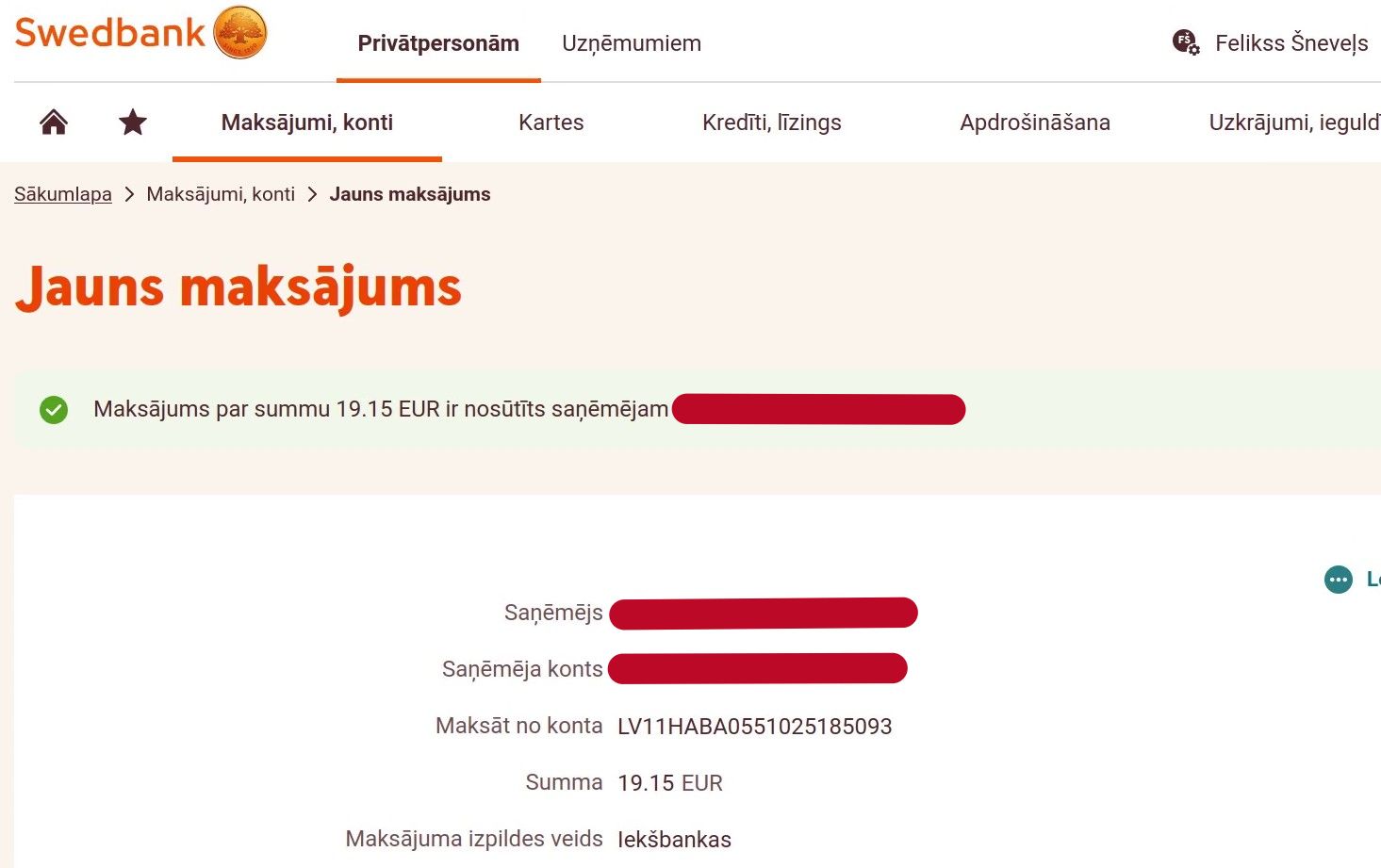 neSEB bankā spraudnis darbojas