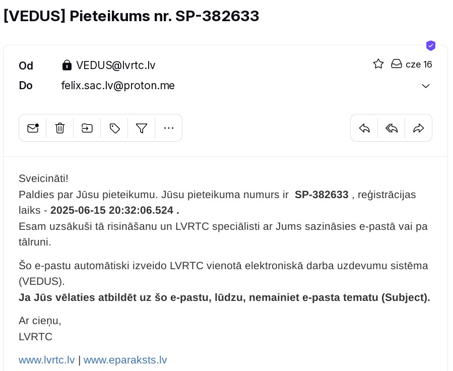 e-paraksta uzturētāja atbilde