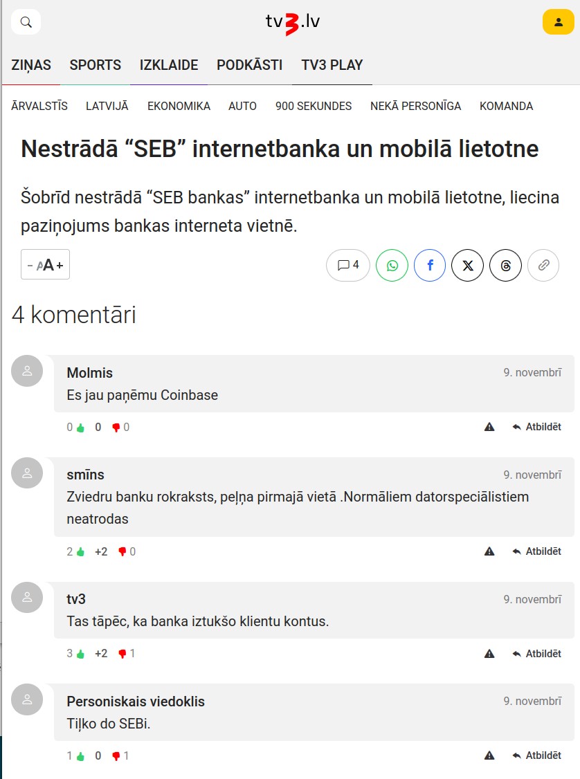 SEB bankas nedienas