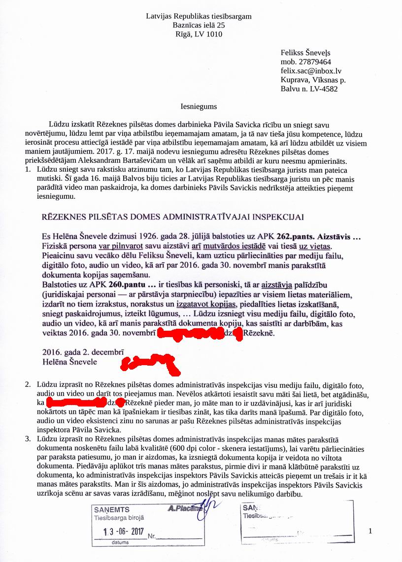 sūdzība tiesībsargam